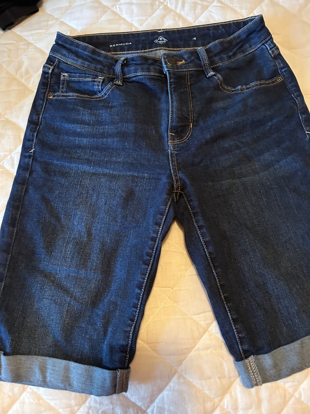 Women's Bermuda Dark Blue Denim Jeans Shorts